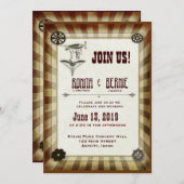 Hochzeitsvorlage für den Steampunker Einladung (Vorne/Hinten)