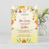 Hochzeitsvorlage für Haldi und Glocken Einladung (Stehend Vorderseite)