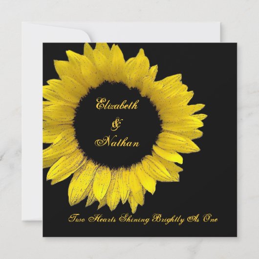 Hochzeitsvorlage für hellgelbe und schwarze Sonnen Einladung (Rückseite)