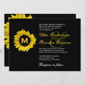 Hochzeitsvorlage für hellgelbe und schwarze Sonnen Einladung (Vorne/Hinten)