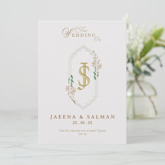 Hochzeitsvorlage für Monogramm Einladung (Stehend Vorderseite)