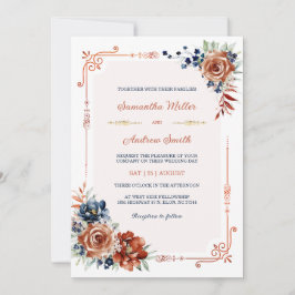 Hochzeitsvorlage für Navy Blue und Burnt Orange Go Einladung