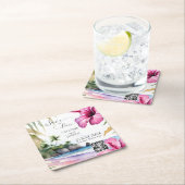 Hochzeitsvorlage für tropische Strände Save the Da Rechteckiger Pappuntersetzer (Vor Ort)