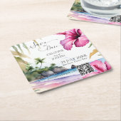 Hochzeitsvorlage für tropische Strände Save the Da Rechteckiger Pappuntersetzer (angewinkelt)