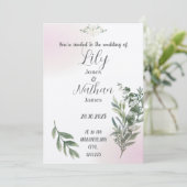 Hochzeitsvorlage in Beige und Rosa Einladung (Stehend Vorderseite)