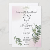 Hochzeitsvorlage in Beige und Rosa Einladung (Vorne/Hinten)