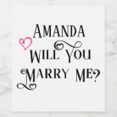 Hochzeitsvorschlag Heiraten Sie mir Weinetikett (Einzelnes Label)