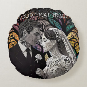 Hochzeitsvorstellungen und Geschenke Rundes Kissen