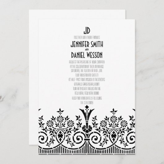 Hochzeitsvortrag der 1920er Jahre Einladung (Vorne/Hinten)