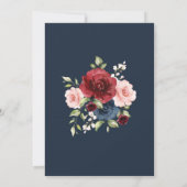 Hochzeitsvorurteil der Burgund Navy Blush Einladung (Rückseite)