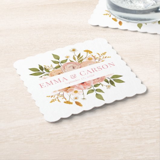 Hochzeitsvorzug im hübschen Rosa Blumengarten Untersetzer (angewinkelt)