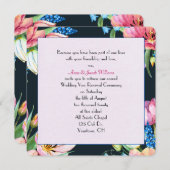 Hochzeitsvow Erneuerung Aquarellblume auf schwarz Einladung (Vorne/Hinten)