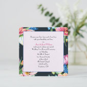 Hochzeitsvow Erneuerung Aquarellblume auf schwarz Einladung (Stehend Vorderseite)