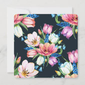 Hochzeitsvow Erneuerung Aquarellblume auf schwarz Einladung (Rückseite)