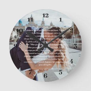 Hochzeitsvows Imitate gepackt Leinwand drucken Runde Wanduhr