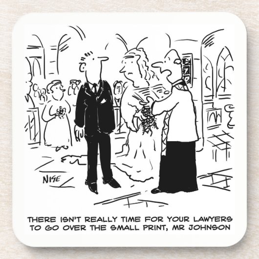 Hochzeitsvows Joke Vicar und Bridegroom auf einem Getränkeuntersetzer (Vorderseite)