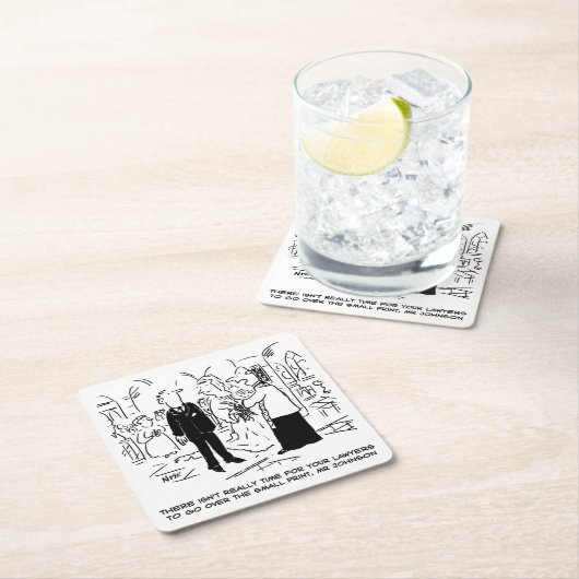 Hochzeitsvows Kleine gedruckte Vicar und Bridegroo Rechteckiger Pappuntersetzer (Vor Ort)