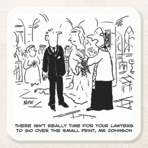 Hochzeitsvows Kleine gedruckte Vicar und Bridegroo Rechteckiger Pappuntersetzer