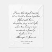 Hochzeitsvows Personalisierte Kalligraphie Fleecedecke (Vorderseite)