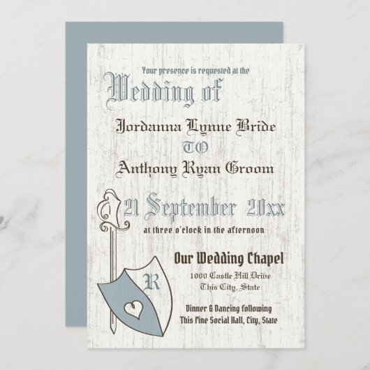 Hochzeitswaffen der Renaissance Einladung (Vorne/Hinten)