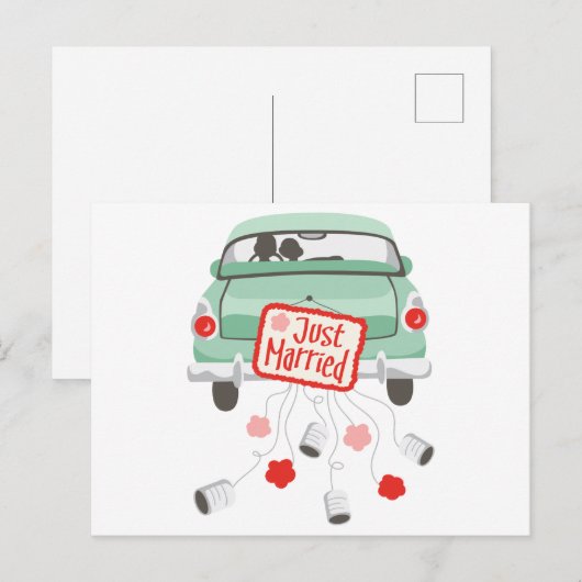 Hochzeitswagen Postkarte (Vorne/Hinten)