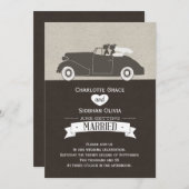 Hochzeitswagen zwei Bräute Lesben Hochzeit Einladung (Vorne/Hinten)