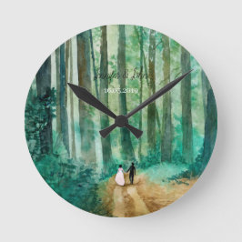 Hochzeitswaldlandschaft Runde Wanduhr