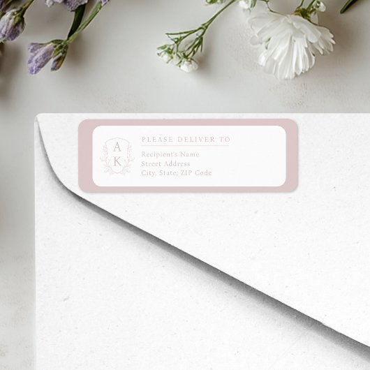 Hochzeitswappen-Monogramm Rosarot Rücksendeadresse
