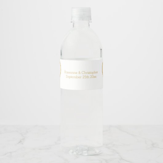 Hochzeitswasser Flasche Etikett Gold Herzen (Vorderseite)