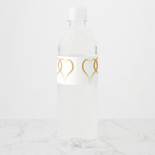 Hochzeitswasser Flasche Etikett Gold Herzen (Rückseite)