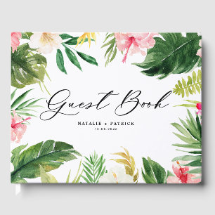 Hochzeitswasser mit tropischen Blumen Gästebuch