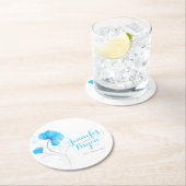 Hochzeitswasserfarbe Blume blaues Papier Untersetz Runder Pappuntersetzer (Vor Ort)