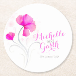 Hochzeitswasserfarbe Blume Rosa Papier Untersetzer