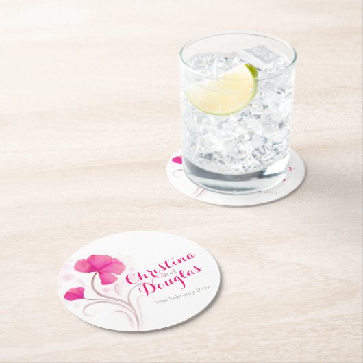 Hochzeitswasserfarbe Blume rosa rosa Untersetzer (Vor Ort)