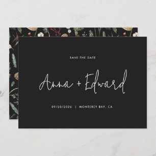 Hochzeitswasserfarbe botanisches Schwarz, modern m Save The Date