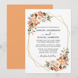Hochzeitswasserfarbe Herbst Georahmen Pfirsich Einladung