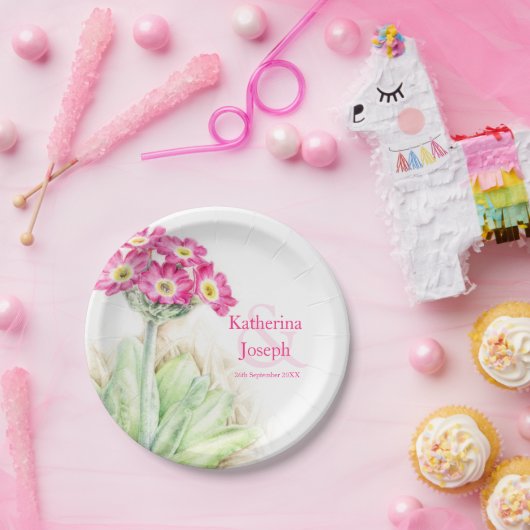 Hochzeitswasserfarbe Primula Papierplatte Pappteller (Party)