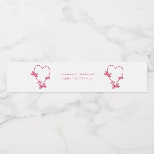 Hochzeitswasserflasche Etikett Rosa Herzflecken (Einzelnes Label)