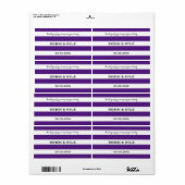 Hochzeitswasserflasche mit lila und weißem Streife (Vorne)