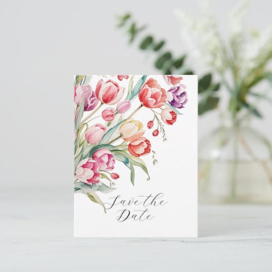 Hochzeitswassertulips Save the Date Postkarte (Stehend Vorderseite)