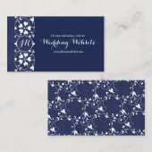 Hochzeitswebkarte für das Navy Lace Monogram Begleitkarte (Vorne/Hinten)