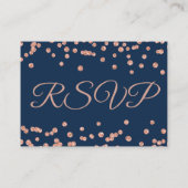 Hochzeitswebseite UAWG Rose Gold Confetti Navy Begleitkarte (Rückseite)