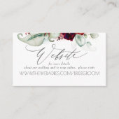 Hochzeitswebsite Burgundy Red Floral Visitenkarte (Vorderseite)