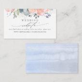 Hochzeitswebsite Dusty Blue and Peach Foliage Visitenkarte (Vorne/Hinten)