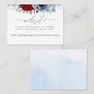 Hochzeitswebsite Dusty Blue Rote Blumen Visitenkarte