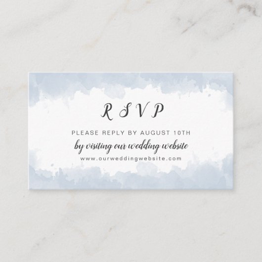 Hochzeitswebsite Dusty Blue Watercolor UAWG Begleitkarte (Vorderseite)