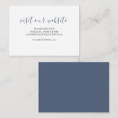 Hochzeitswebsite Einfügen Karte Navy Blue Script (Vorne/Hinten)