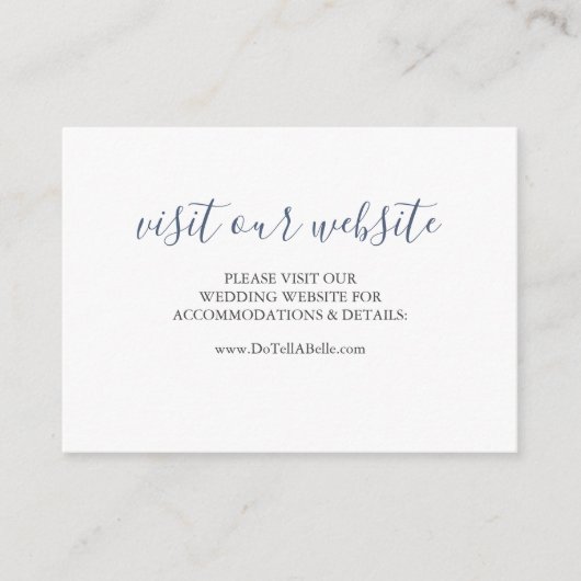 Hochzeitswebsite Einfügen Karte Navy Blue Script (Vorderseite)