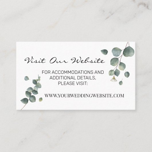 Hochzeitswebsite Eukalyptus grün Beilage Karte (Vorderseite)