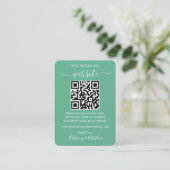 Hochzeitswebsite Foto QR Neo Mint Green Begleitkarte (Stehend Vorderseite)
